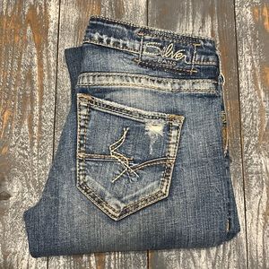 Vintage Silver Cropped Jeans